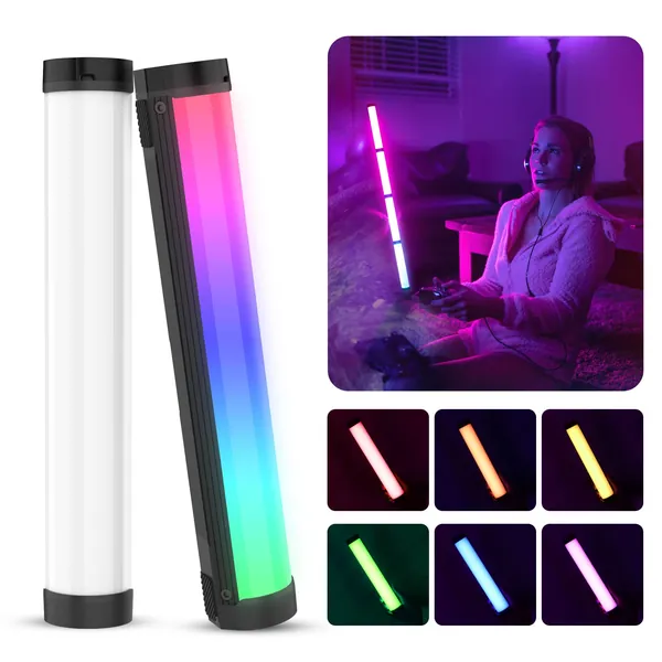 Video Light RGB Stick, ULANZI Handheld Wand Light Magnetic, 24cm, Photography Lighting 2500-9000K 360° Full Color Adjustable, Tube Wand Stick Light with 2600 mAh Battery for Outdoor Photography