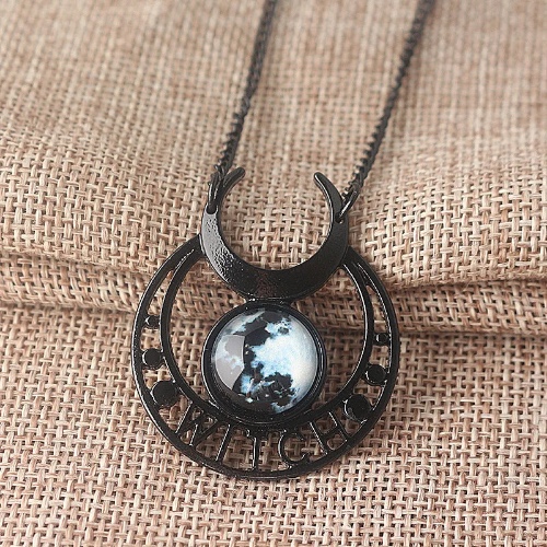 'Binx' Black Gothic Witch Moon Necklace