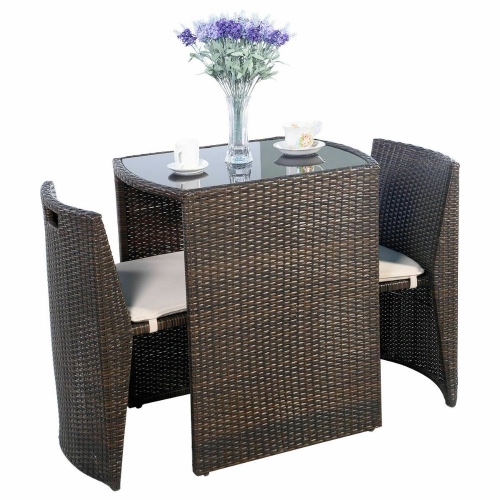 Outdoor Wicker Patio 3 Piece Furniture Set