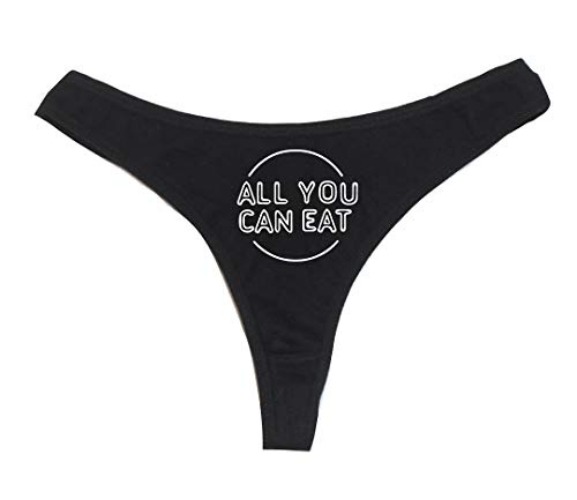 Dirty Girl Undies All You Can Eat Women's High Rise Sexy Thong, Dirty Undies! Black - Large - Black