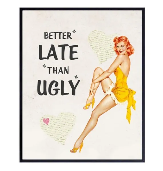 Funny Vintage 1950s Pinup Girl Bathroom Home Decor Print - 8x10 Retro Wall Art Decoration for Bath, Bedroom - Cute Unique Gift for Women, Woman, Her or Girls - Unframed - 
