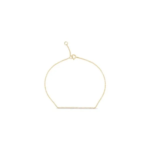 Pave Diamond Bar Bracelet - 14K Yellow Gold
