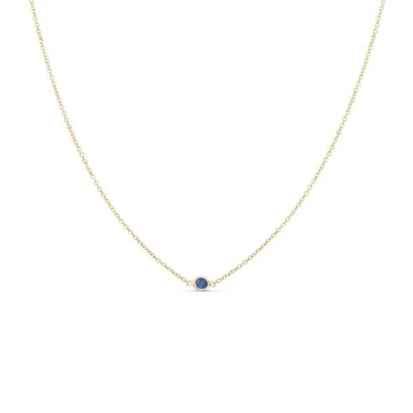Sapphire Solitaire Necklace - 14K Yellow Gold / Small