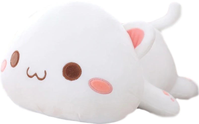 Kawaii Lying Cat Plush (4 VARIANTS, 3 SIZES) - 20" / 50 cm / White