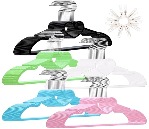 ZRKFSR Plastic Hangers 30 Pack, Cute Hangers Clothes Hanger Ultra Thin Space Saving-Slim Plastic Hangers 360 Degree Swivel Hook &10 Clips-Strong & Durable Adult Hangers for Sweater,Dress, Shirt, Coat - Colorful-30 - 30