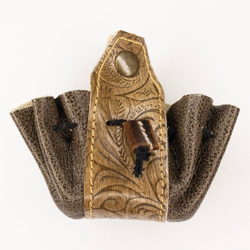 Genuine Leather Dice Pouch - BROWN/GREY