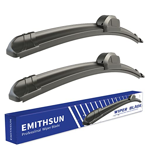 EMITHSUN OEM QUALITY 26" + 16" Premium All-Seasons Durable Stable And Quiet Windshield Wiper Blades(Set of 2) - Black wiper blades - 26"+16" (Pair For Front Windshield)