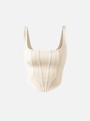 IcyAir® Cooling Square Neck Curved Hem Corset Tank - Morning Mist / M