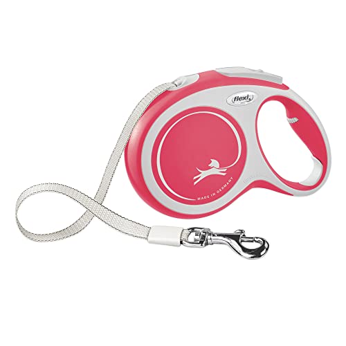 FLEXI New Comfort Retractable Dog Leash (Tape), for Dogs Up to 132lbs, 26 ft, Large, Red/Pastel - Red - Large - 26 ft
