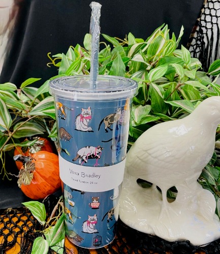 VERA BRADLEY CATS MEOW Double Walled Acrylic TRAVEL TUMBLER ~ New in Box