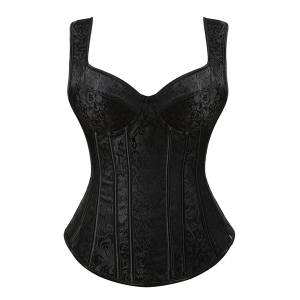 Zhitunemi Women's Gothic Jacquard Shoulder Straps Tank Overbust Corset Bustiers