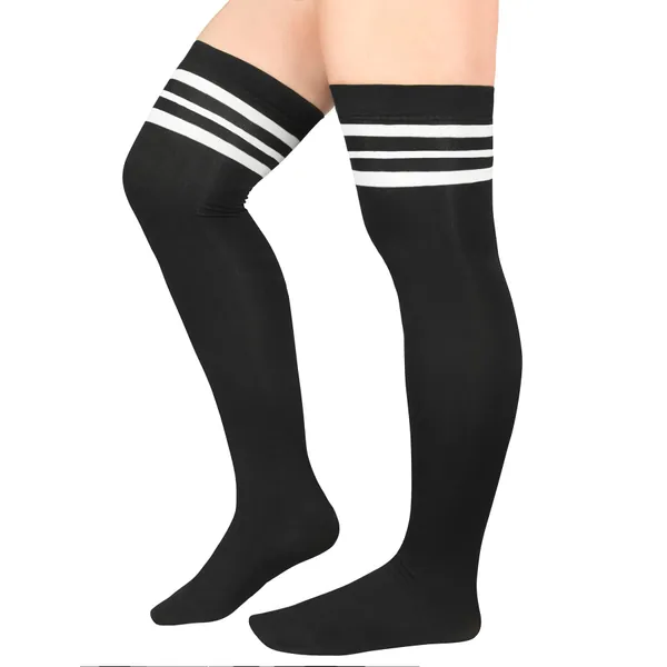 Zando Womens Plus Size Thigh High Socks Casual Thigh High Stockings Thin Thigh High Socks Casual Over the Knee Socks