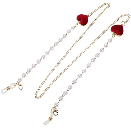Generic Pearl Glasses Chain, Sunglasses Chain Lanyard Mask Holders Around Neck Heart Eyeglass Chains Cords Reading Glasses Strap Eyewear Retainer Chain, 76.40X1.80X0.70CM