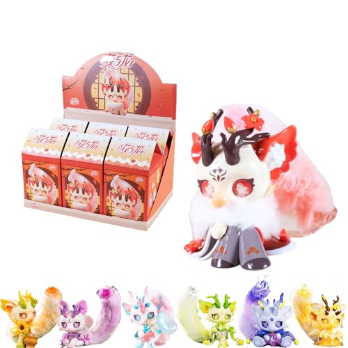 GNATAPIAY Plush Blind Box Doll Figures Toys,Cute Stuffed Blind Box Toy Kawaii Cabo Rabbit with Dragon Series Blind Box Doll Collectable Action Figure for Girls Gift Toys - Whole Set