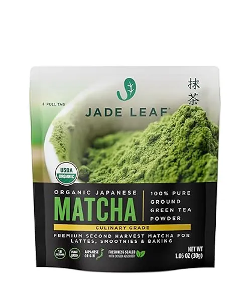 Jade Leaf Matcha Organic Green Tea Powder - Culinary Grade Premium Second Harvest - Authentic Japanese Origin (1.06 Ounce Resealable Pouch) - Culinary Grade (Pouch) - 1.06 Ounce (Pack of 1)