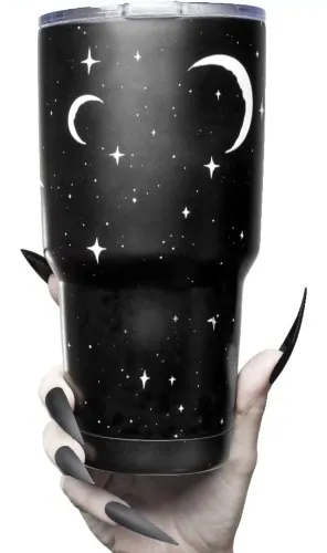 Insulated 30oz Stainless Steel Tumbler for Women with Lid Halloween Decor Spooky Gifts Cute Travel Coffee Mug Hot Cold Brew Tumblr with Moons and Stars Simple & Modern Tumblers Reusable Thermos 850ml