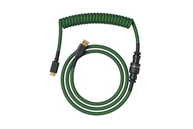Glorious Coiled Keyboard Cable – Coiled USB C Cable Artisan Braided Cables for Mechanical Gaming Keyboard Coiled Cable - Custom Keyboard Cable (Forest Green) - Forest Green