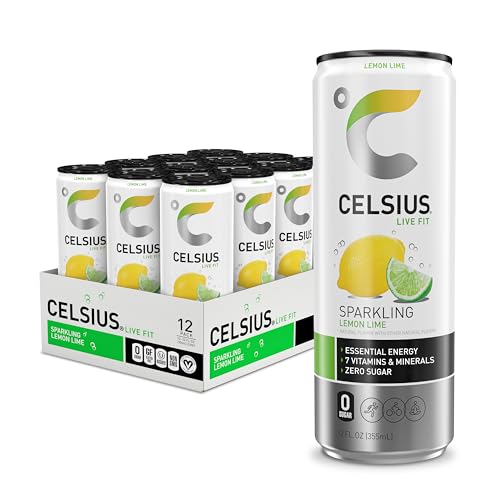 CELSIUS Sparkling Lemon Lime, Functional Essential Energy Drink, 12 Fl Oz (Pack of 12) - Sparkling Lemon Lime - 12 Fl Oz (Pack of 12)