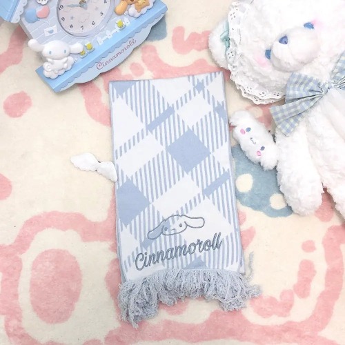 Kawaii Tartan Scarves in Blue Cinnamoroll and Pink My Melody Patterns - Cinnamoroll