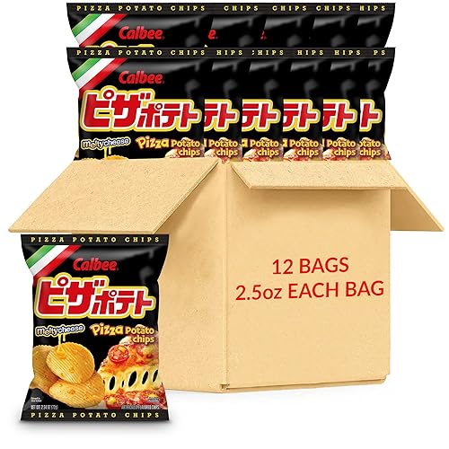 Calbee Potato Chips (Pizza Potato, 2.54 oz) | Taste The Tradition of Japanese Snacks | Enjoy These Irresistible & Deliciously Crunchy Japanese Chips (12 Pack) - Pizza Potato - 30 Ounce (Pack of 1)