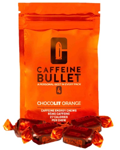 Caffeine Bullet Energy Chews. Chocolate Orange - 40*85mg Caffeine Gummies: kick faster than energy gels for a cycling, endurance sports & stay awake chocolate boost - 40 Count (Pack of 1)