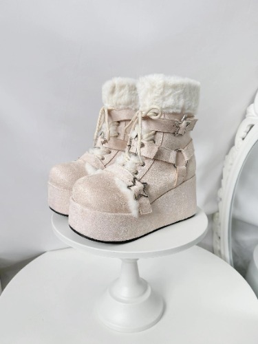 ♡ Star Whisper ♡ - Fleece Boots | Creamy White / 7.5