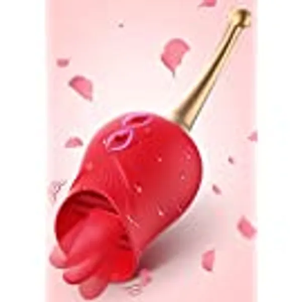 Rose Toy for Women, Clitoral Tongue Licking Toy with 10 Vibration Modes,Tongue Vibrant Licker Toy for Women G Spot Vibrator with 10 Modes, Licking Toys for Women Pleasure, Adult Sex Toys & Games