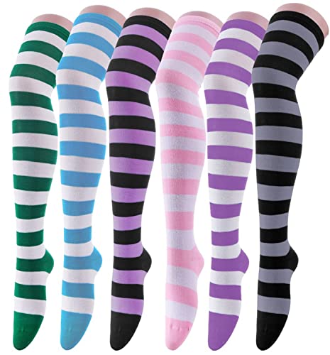 CISMARK Womens Long Striped Socks over Knee Thigh High Socks Stocking - One Size - 6k