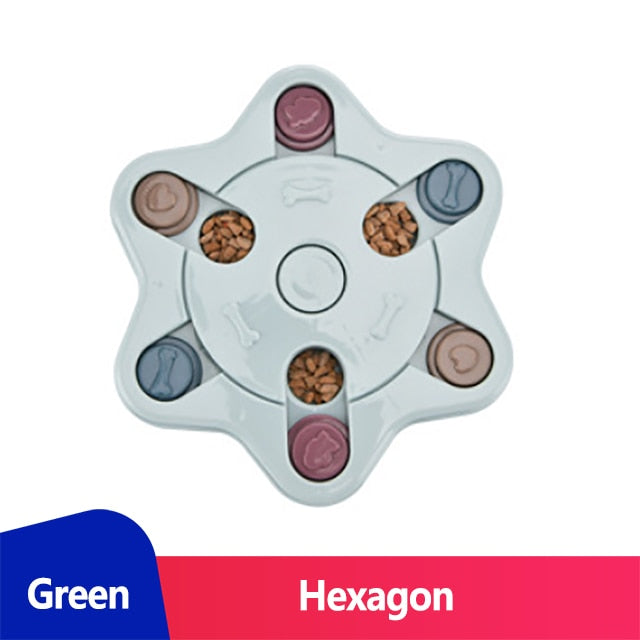 Dog Puzzle Treat Feeder Interactive Toy - Blue Hexagon