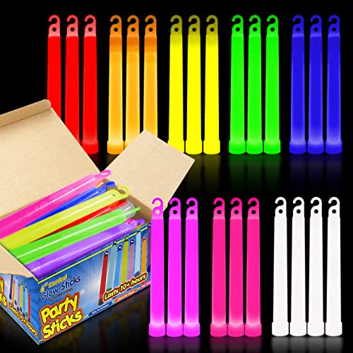 PartySticks Glow Sticks Party Supplies for Kids and Adults (25pk Assorted) - 6 Inch Bulk Glow Light Up Sticks Party Favors, Glow in the Dark Party Decorations, Waterproof Nontoxic Glow Necklaces - 25pk Assorted
