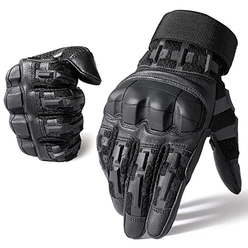 WTACTFUL Rubber Guard Tactical Gloves for Men Touchscreen Airsoft Motorcycle Hunting Outdoor - Black - Small