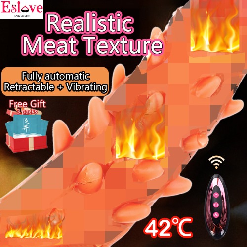 ESLOVE Barbed Silicone Vibrator Telescopic Dildo Wireless Control Heating Sex Toys USB Charging