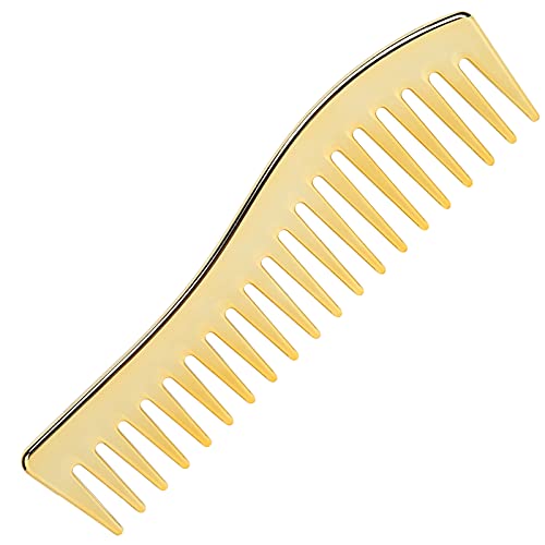 Hair Detangling Comb, Wide Tooth Comb for Curly Hair, No Handle Large Detangler Comb Shampoo Comb for Women Men(gold) - gold