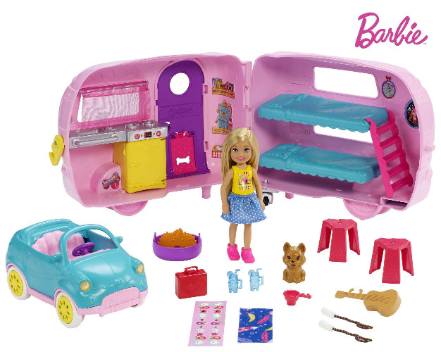 ​Barbie Toys, Camper Playset with Chelsea Doll and Accessories Including Puppy, Car, Camper and More​​​ - 