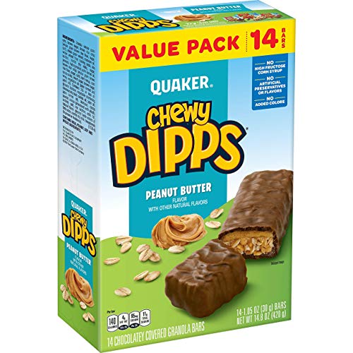 Quaker Chewy Dipps Granola Bars, Peanut Butter, 1.05 Oz Bars, 14 Ct - Peanut Butter - 14 Count (Pack of 1)
