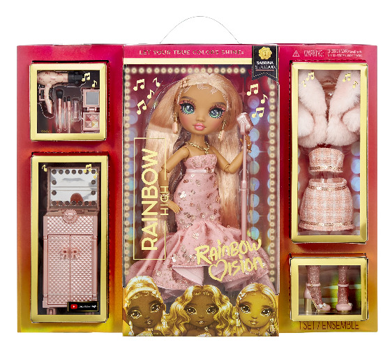 Rainbow Vision Rainbow High Rainbow Divas- Sabrina St. Cloud (Rose-Quartz Pink) Posable Fashion Doll w/ 2 Designer Outfits Mix & Match+Vanity Playset, Great Toy Gifts Kids 6-12 Years Old & Collectors - 