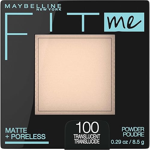 Maybelline Fit Me Matte + Poreless Pressed Face Powder Makeup & Setting Powder, Translucent, 1 Count - 100 TRANSLUCENT - 0.29 Ounce (Pack of 1)