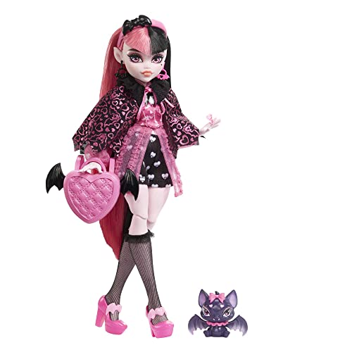 Monster High Draculaura Puppe - Vamp-tastische Mode, Umhang, Accessoires, Haustierfledermaus, für Kinder ab 6 Jahren, HHK51 - Draculaura - Single