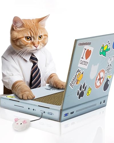 Suck UK | Cat Laptop | Cat Scratching Board | Cardboard Scratchers | Scratch Pad & Kitten Scratching Mat | Funny Furniture | Interactive Toy & Kitten Toys Gifts Cats - Laptop