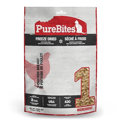 PureBites Chicken Freeze Dried Cat Treats, 1 Ingredient, Made in USA, 5.5oz - 5.5 Ounce (Pack of 1)
