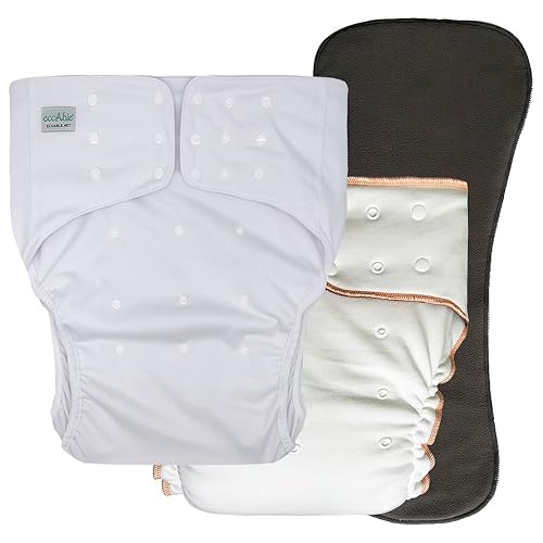 Adult Nighttime Diaper Set - Day or Night Incontinence Protective Briefs for Special Needs Teens, Men and Women (Large, White) - White - Large