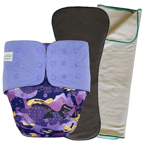 Adult Pocket Cloth Diaper 2.0: Incontinence Protection Briefs with Insert and Prefold for Special Needs Teens, Men and Women (Large, Purple Camo) - Purple Camo - Large