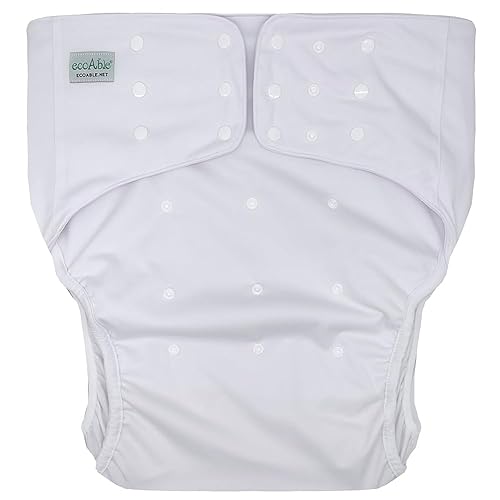 Adult's Cloth Diaper Cover 2.0 - Reusable Incontinence Protective Briefs for Special Needs Teens, Men and Women (Large, White) - White - Large
