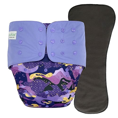 Adult Pocket Cloth Diaper 2.0: Incontinence Protection Briefs with Insert for Special Needs Teens, Men and Women (Large, Purple Camo) - Purple Camo - Large
