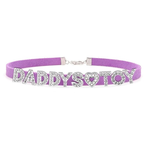 Daddy's Toy Rhinestone Choker - Purple