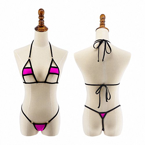 Tinpia Scrunch Butt Micro G-String Bikini Thong Swimsuit Sunbathing Bathing Suit - 1684pink - One Size