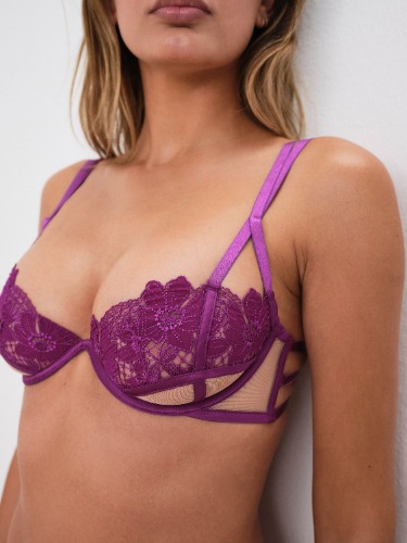 Aimee Floral Underwire Bra | XS / Purple