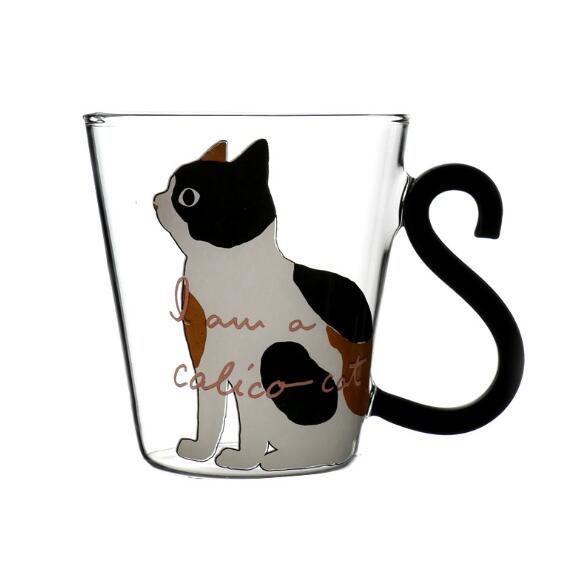 Cute Cat Mug with Tail Handle - White