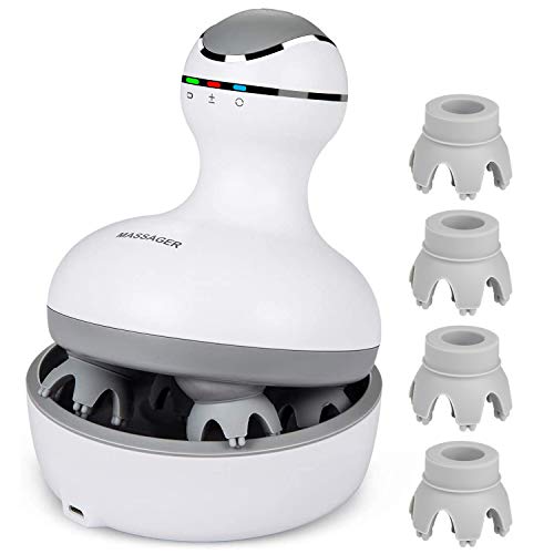 Cotsoco Electric Scalp Head Massager, Waterproof Massager with 4 Heads 84 Nodes for Hair Growth and Stress Release Massage