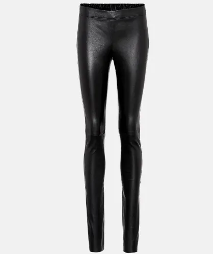 Mid-rise leather leggings in black - Joseph | Mytheresa